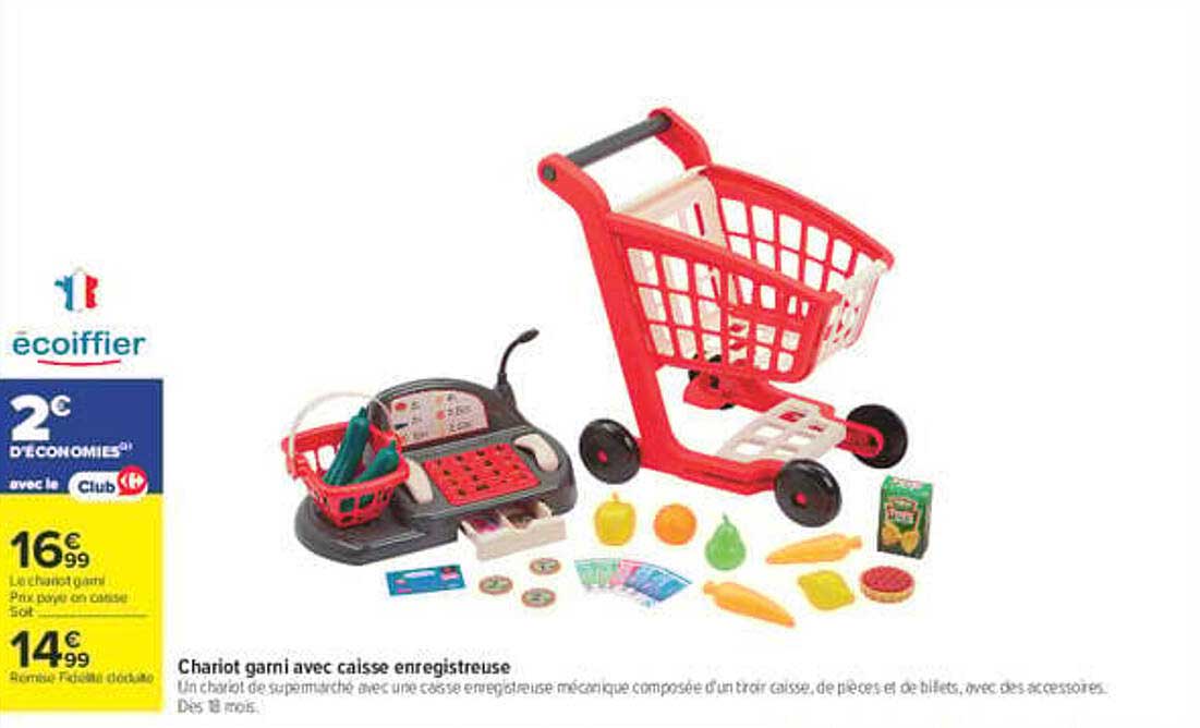 Chariot garni avec caisse enregistreuse