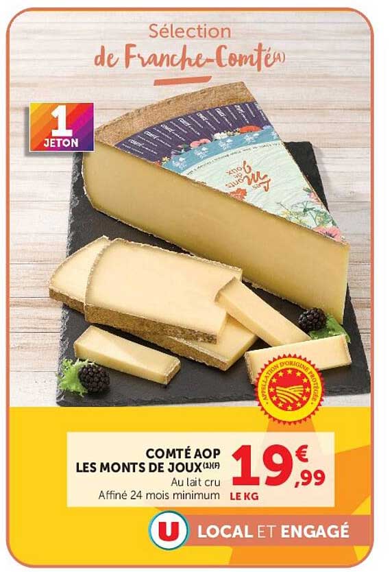 COMTÉ AOP LES MONTS DE JOUX (1x1f) Au lait cru Affiné 24 mois minimum