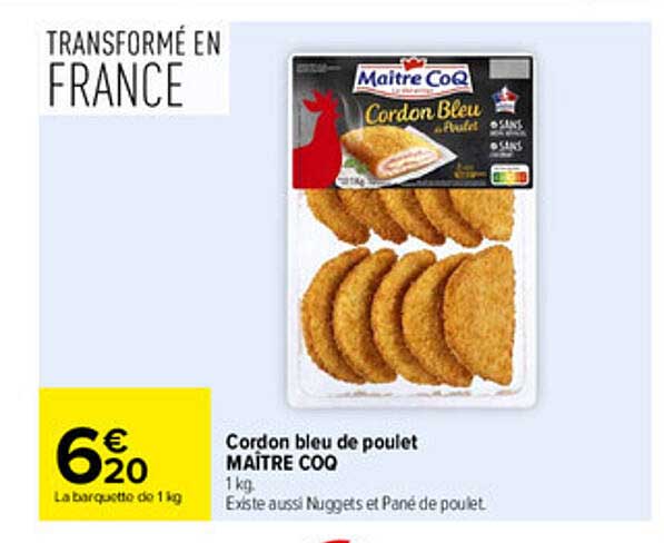 Cordon bleu de poulet MAÎTRE COQ 1 kg