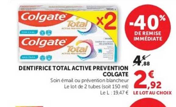 DENTIFRICE TOTAL ACTIVE PREVENTION COLGATE