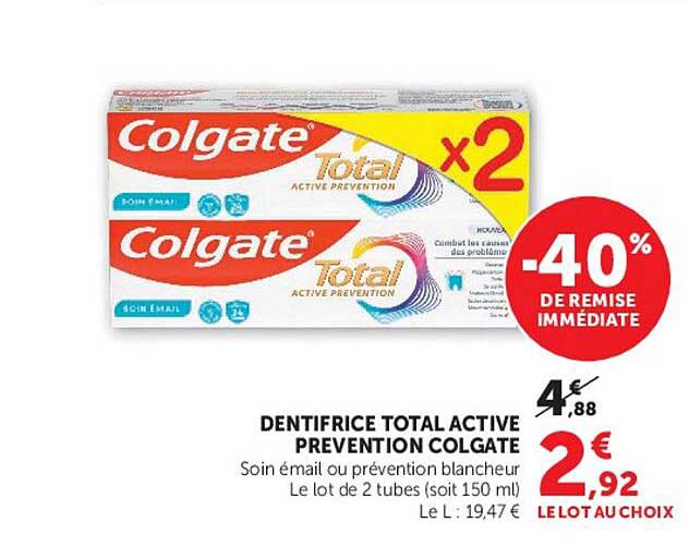 DENTIFRICE TOTAL ACTIVE PREVENTION COLGATE