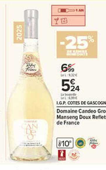 Domaine Candeo Gros Manseng Doux Reflet de France