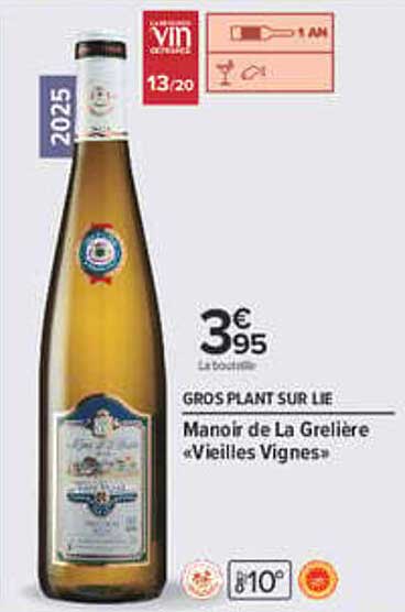 GROS PLANT SUR LIE Manoir de La Grelière «Vieilles Vignes»