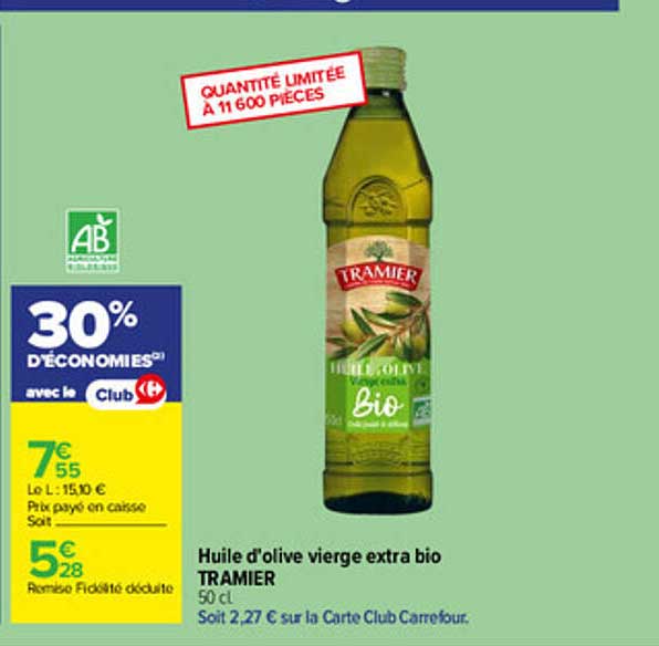 Huile d'olive vierge extra bio TRAMIER 50 cl