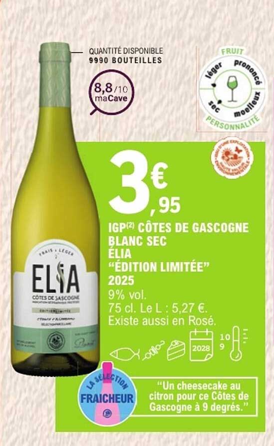 IGP Côtes de Gascogne blanc sec ELIA “ÉDITION LIMITÉE” 2025