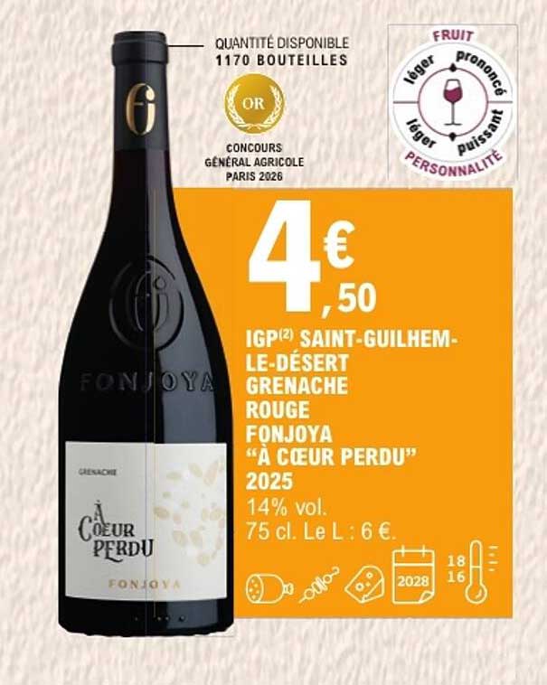 IGP Saint-Guilhem-le-Désert Grenache Rouge Fonjoya « À Cœur Perdu » 2025