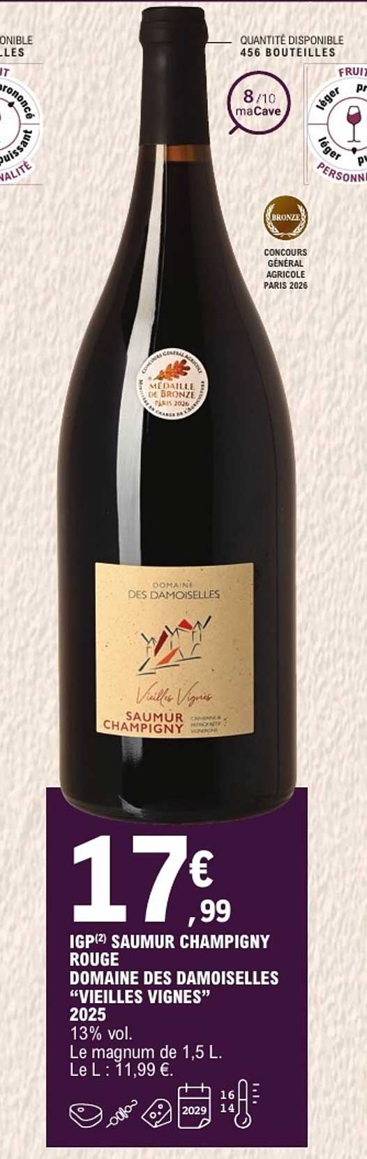 IGP SAUMUR CHAMPIGNY ROUGE DOMAINE DES DAMOISELLES “VIEILLES VIGNES” 2025