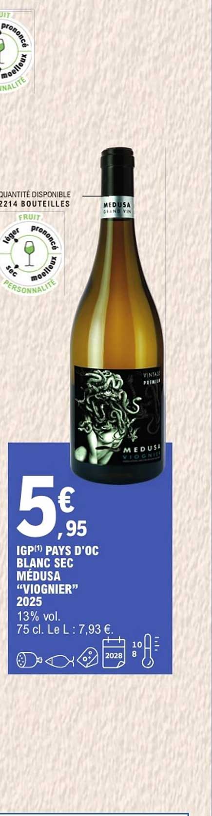 IGP(1) PAYS D'OC BLANC SEC MÉDUSA “VIOGNIER” 2025