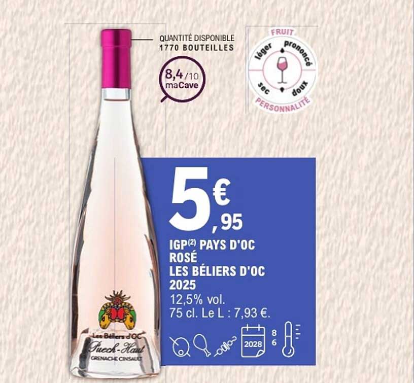 IGP(2) PAYS D'OC ROSÉ LES BÉLIERS D'OC 2025