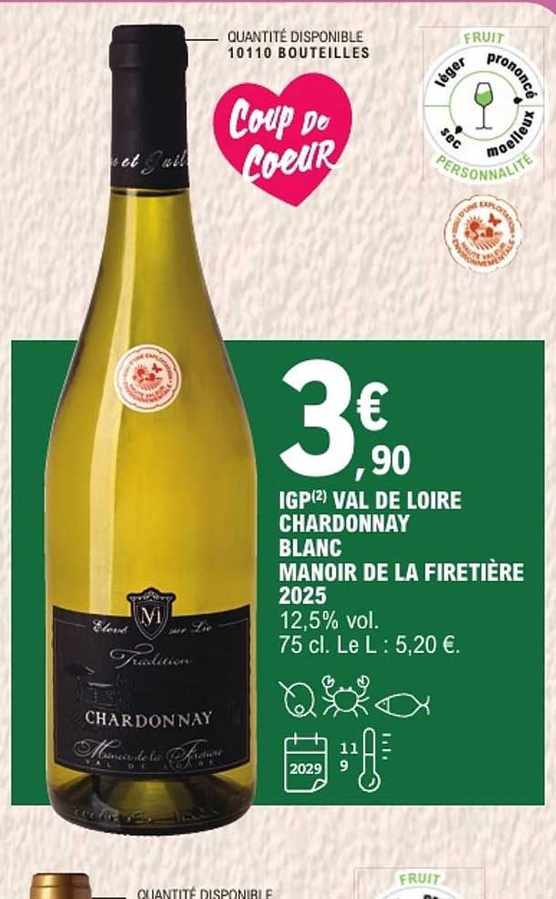 IGP(2) VAL DE LOIRE CHARDONNAY BLANC MANOIR DE LA FIRETIÈRE 2025