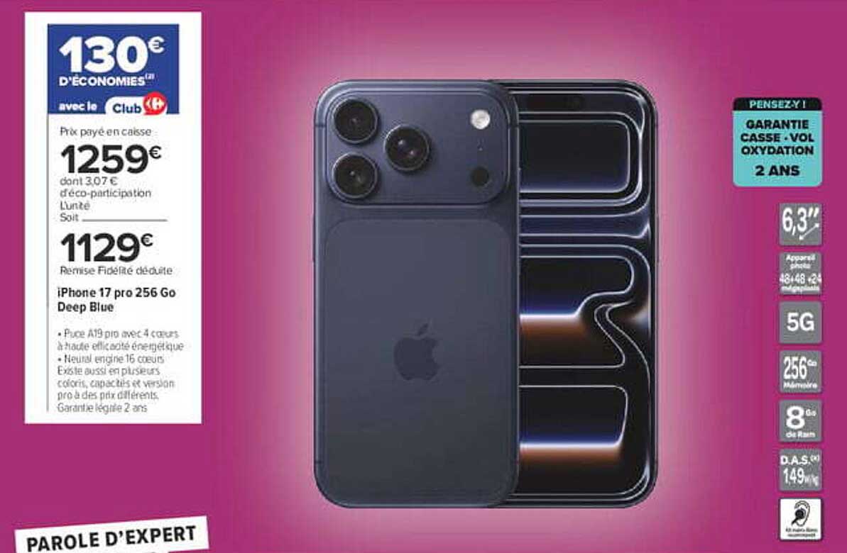 iPhone 17 pro 256 Go Deep Blue