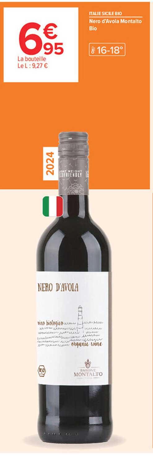 ITALIE SICILE BIO Nero d'Avola Montalto Bio