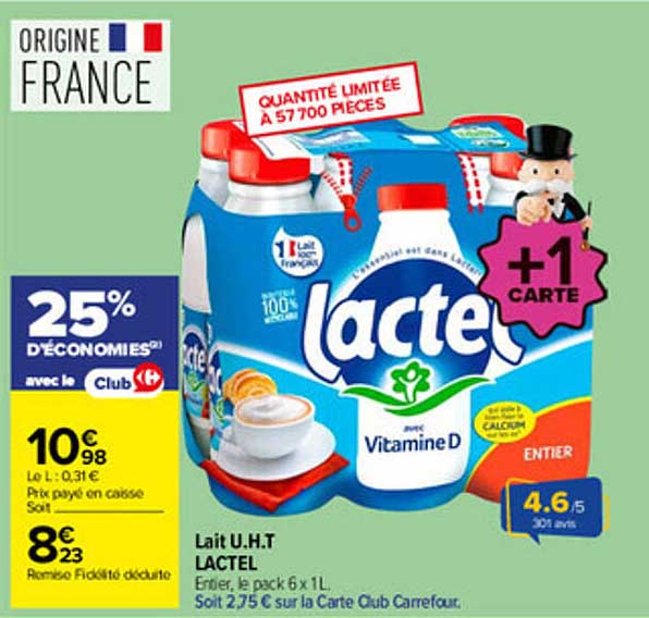 Lait U.H.T LACTEL