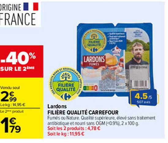 Lardons FILIÈRE QUALITÉ CARREFOUR