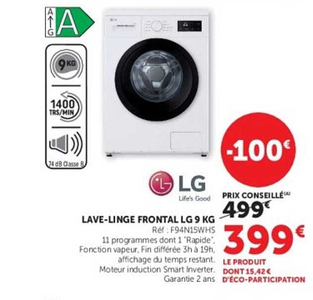 LAVE-LINGE FRONTAL LG 9 KG