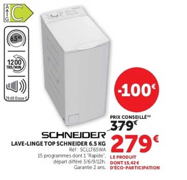 LAVE-LINGE TOP SCHNEIDER 6.5 KG