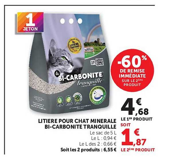 LITIERE POUR CHAT MINERALE BI-CARBONITE TRANQUILLE