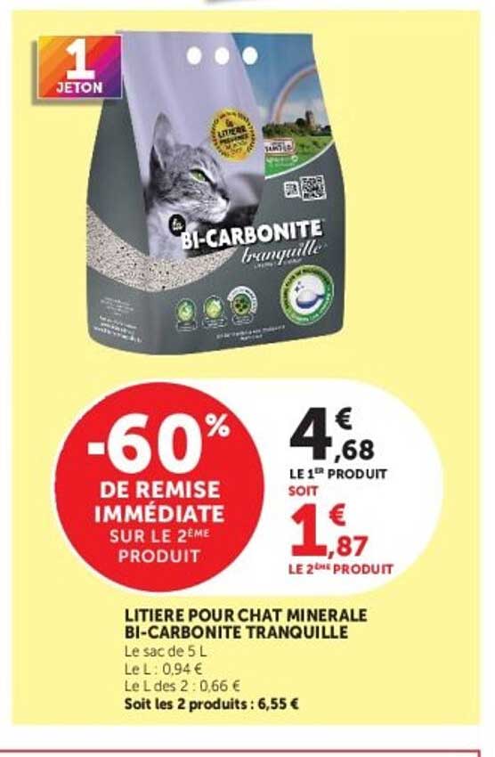 LITIERE POUR CHAT MINERALE BI-CARBONITE TRANQUILLE