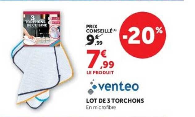 LOT DE 3 TORCHONS En microfibre