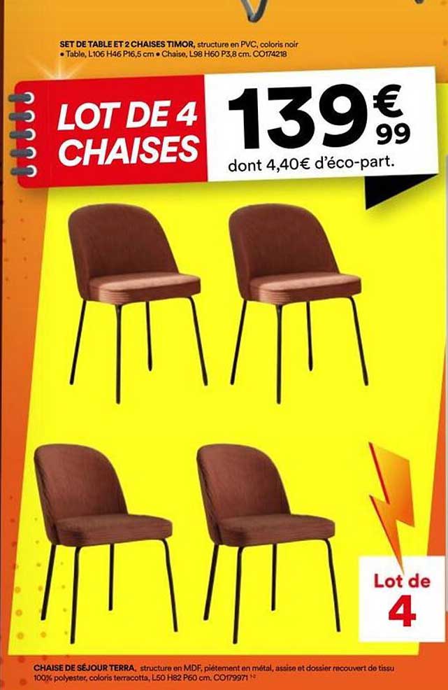 LOT DE 4 CHAISES