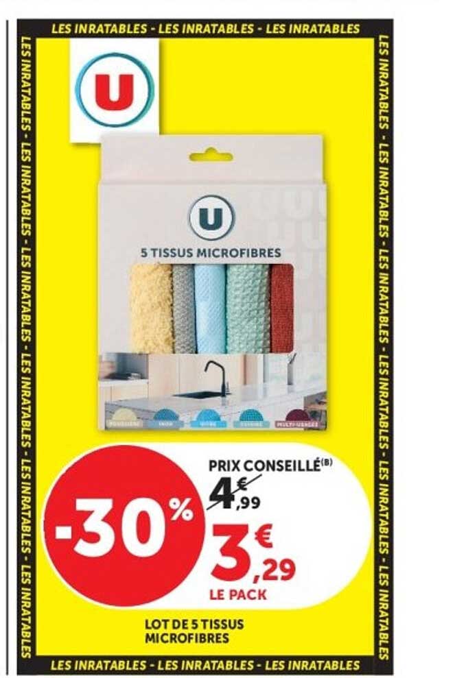 LOT DE 5 TISSUS MICROFIBRES
