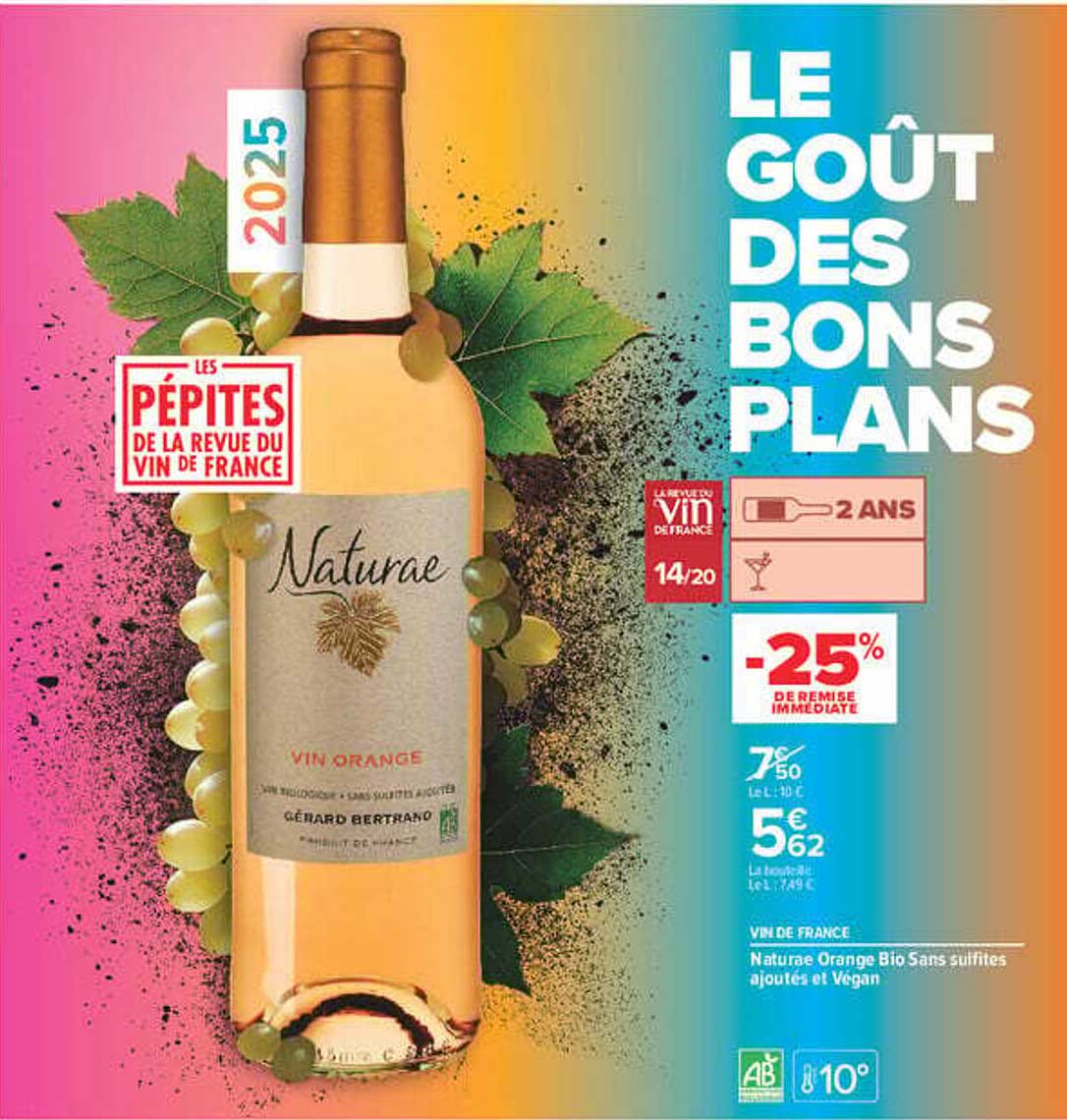 Naturea Orange Bio Sans sulfites ajoutés et Vegan