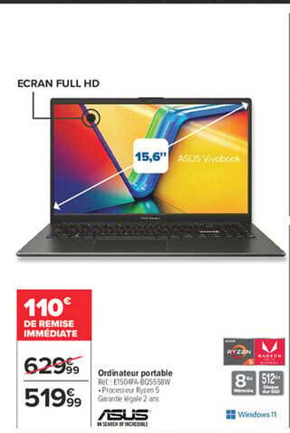 Ordinateur portable ASUS Vivobook 15,6"
