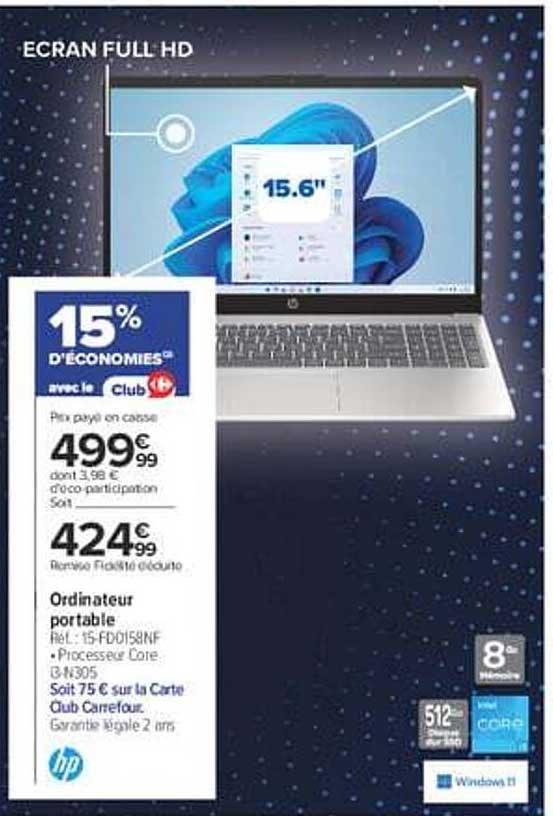Ordinateur portable HP 15-fd0159nf