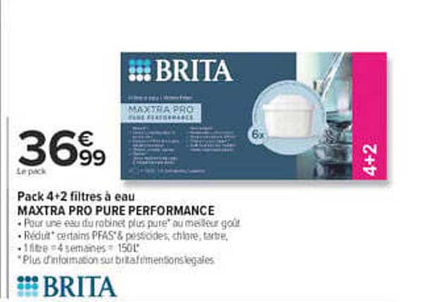 Pack 4+2 filtres à eau MAXTRA PRO PURE PERFORMANCE