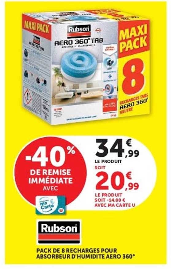 PACK DE 8 RECHARGES POUR ABSORBEUR D'HUMIDITÉ AERO 360°