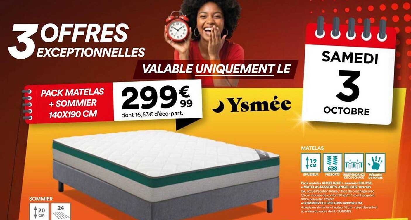 PACK MATELAS + SOMMIER 140X190 CM