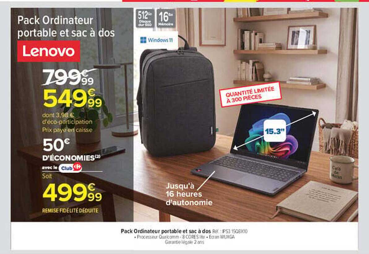 Pack Ordinateur portable et sac à dos Lenovo