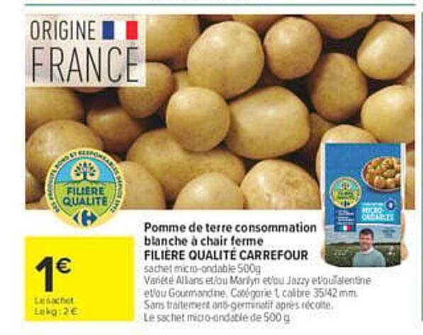 Pomme de terre consommation blanche à chair ferme FILIÈRE QUALITÉ CARREFOUR