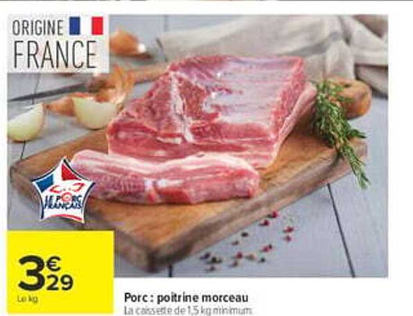 Porc : poitrine morceau