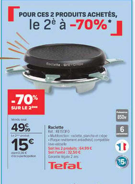 POUR CES 2 PRODUITS ACHETÉS, le 2è à -70%