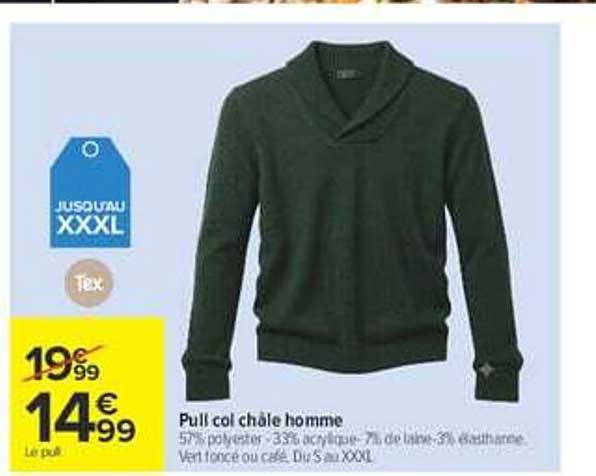 Pull col châle homme