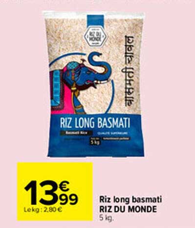 Riz long basmati RIZ DU MONDE 5 kg