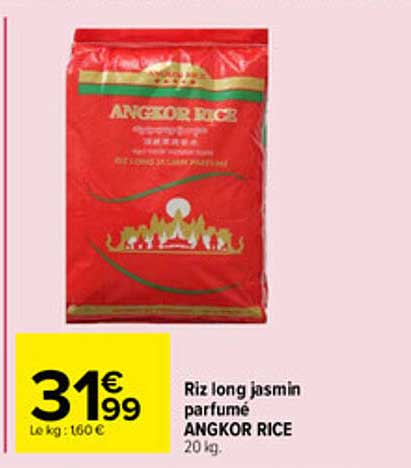 Riz long jasmin parfumé ANGKOR RICE 20 kg