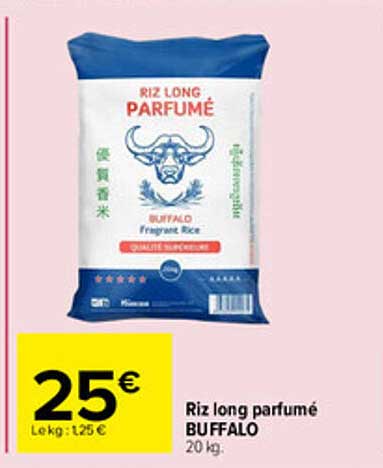 Riz long parfumé BUFFALO 20 kg.