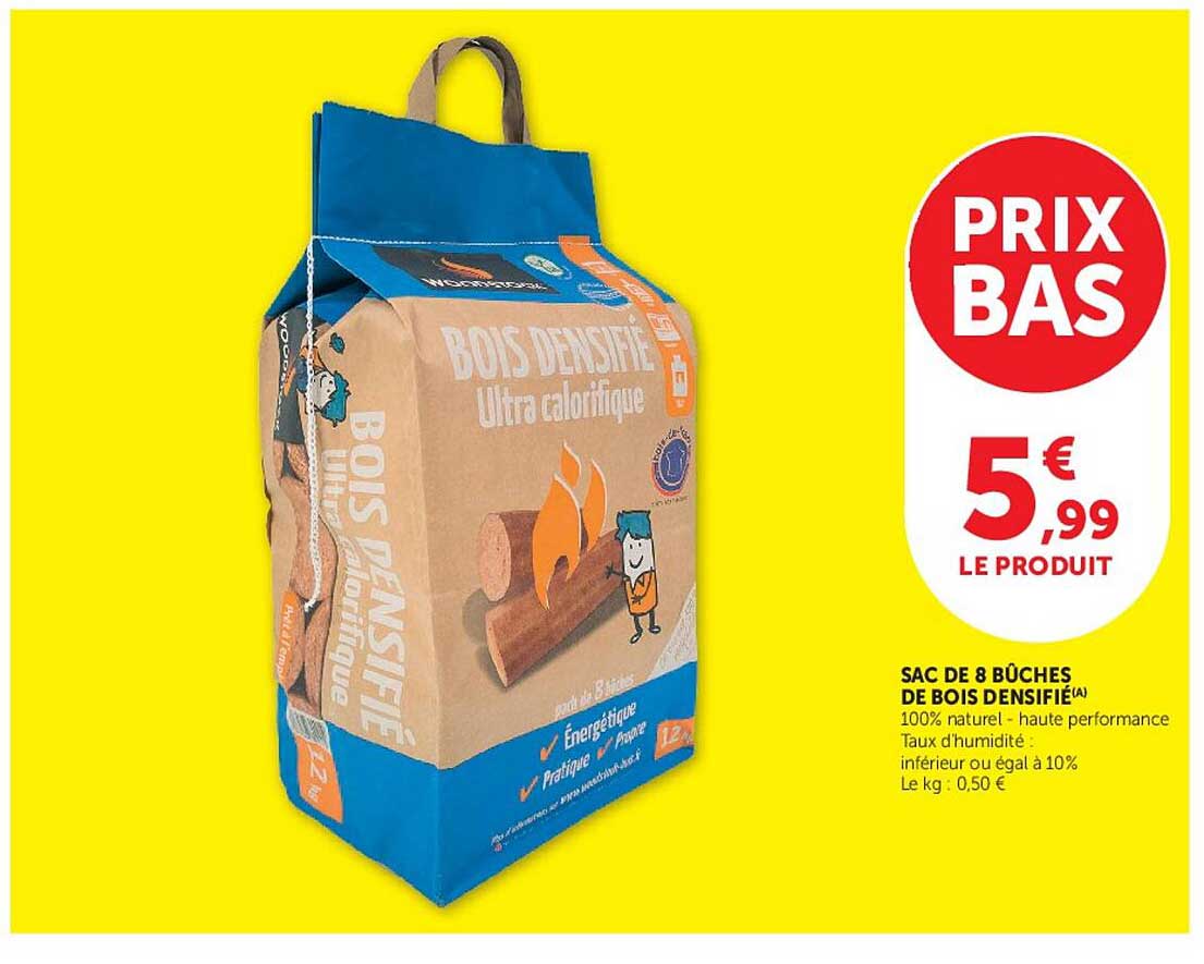 SAC DE 8 BÛCHES DE BOIS DENSIFIÉ