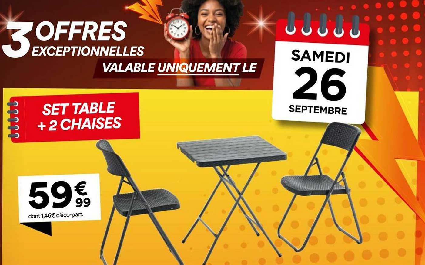 SET TABLE + 2 CHAISES