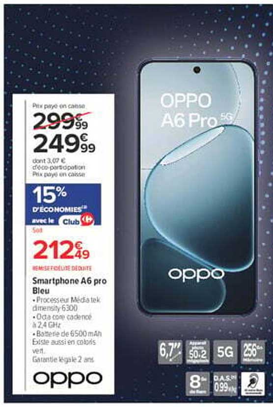 Smartphone A6 pro Bleu