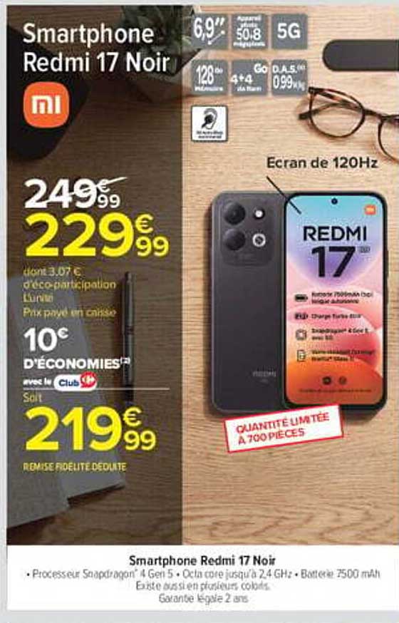 Smartphone Redmi 17 Noir