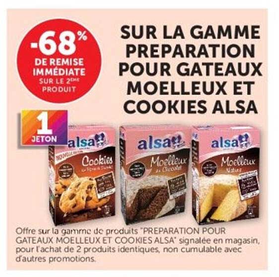 SUR LA GAMME PREPARATION POUR GATEAUX MOELLEUX ET COOKIES ALSA