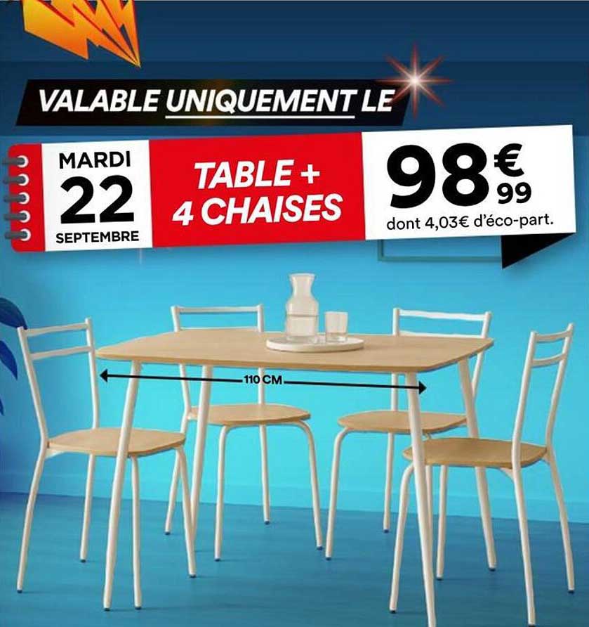TABLE + 4 CHAISES