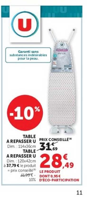 TABLE A REPASSER U Dim. 114x36cm