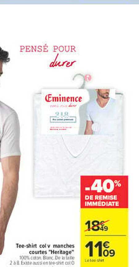 Tee-shirt col V manches courtes "Heritage"