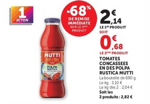 TOMATES CONCASSÉES EN DES POLPA RUSTICA MUTTI