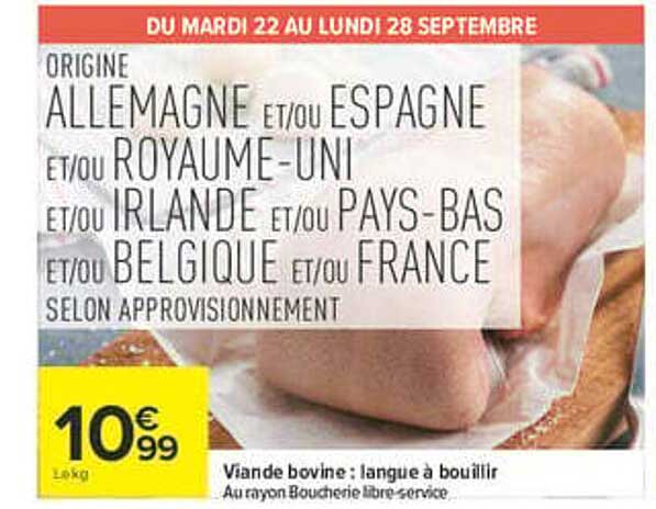 Viande bovine : langue à bouillir