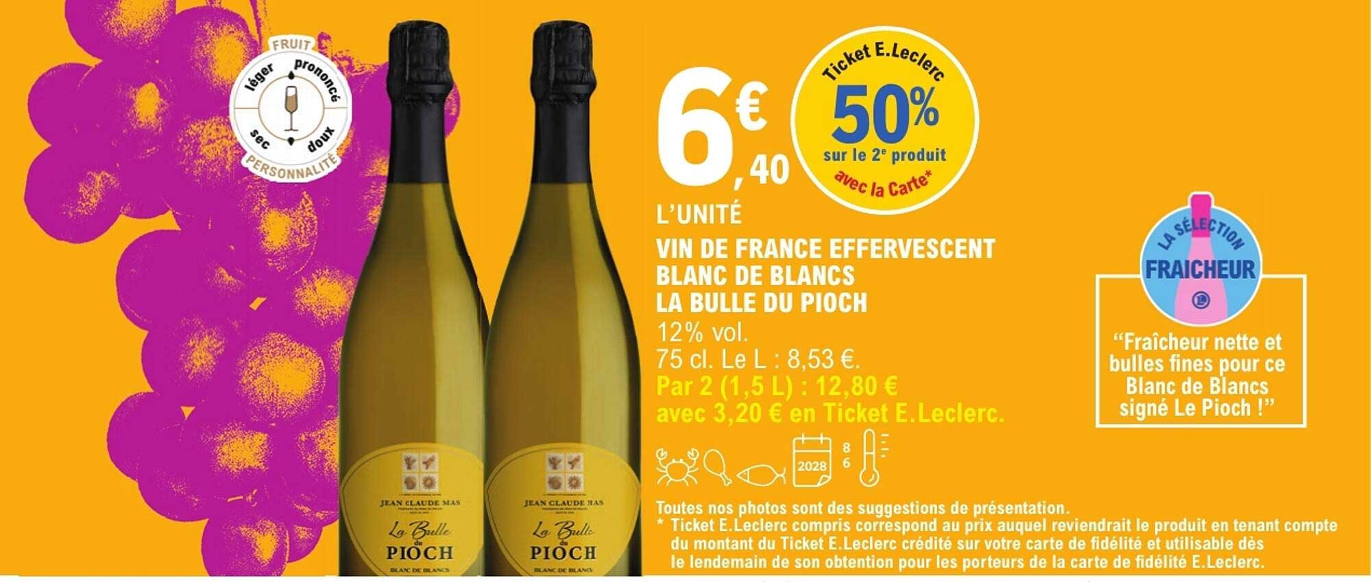 VIN DE FRANCE EFFERVESCENT BLANC DE BLANCS LA BULLE DU PIOCH